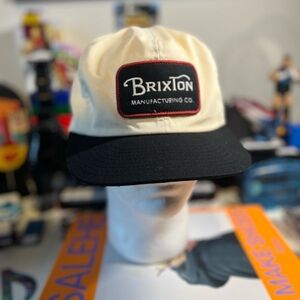 Brixton Cream and Black Logo Cap
